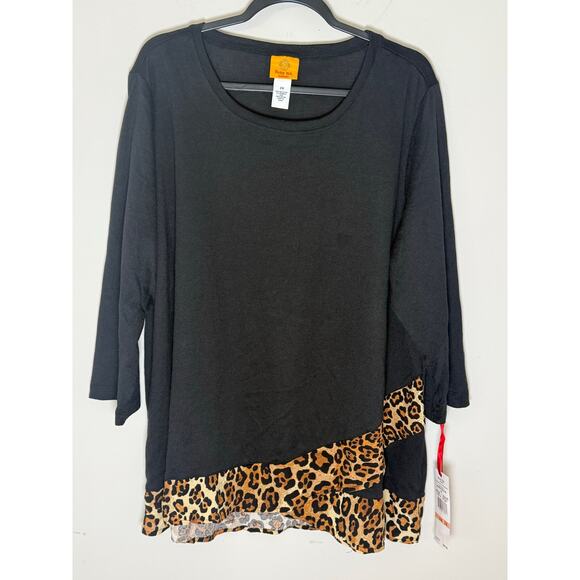 Ruby Rd. Woman Top Size 2X  Asymmetrical Leopard Print Hem - Picture 1 of 8